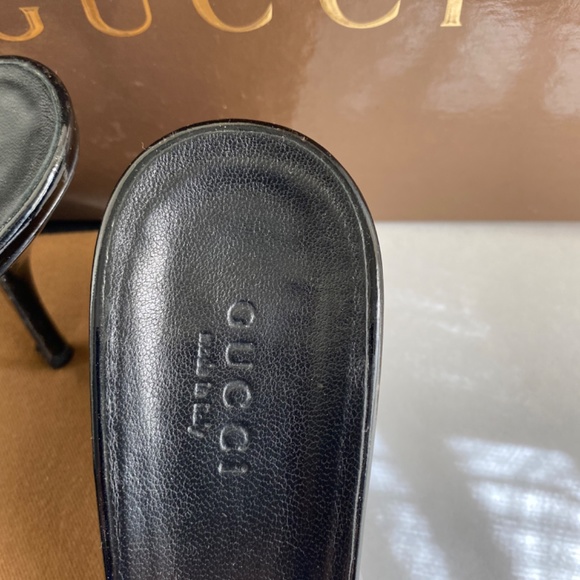 Gucci x Tom Ford black pat leather heels mules 8 sandals  Nero silv slides slip - Picture 4 of 9